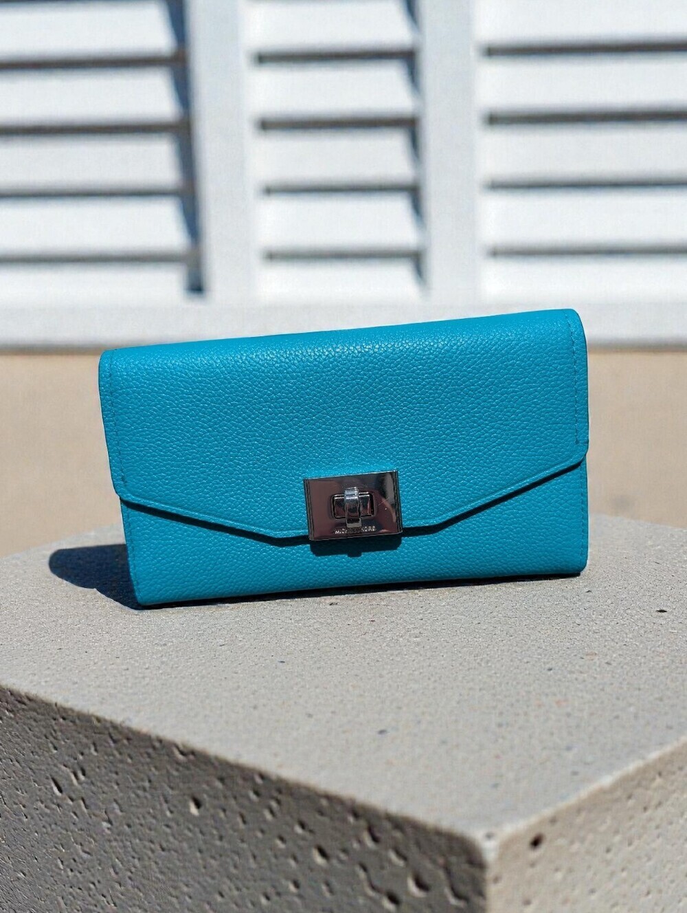 Michael Kors Cassie Trifold Tile Blue Wallet (New)